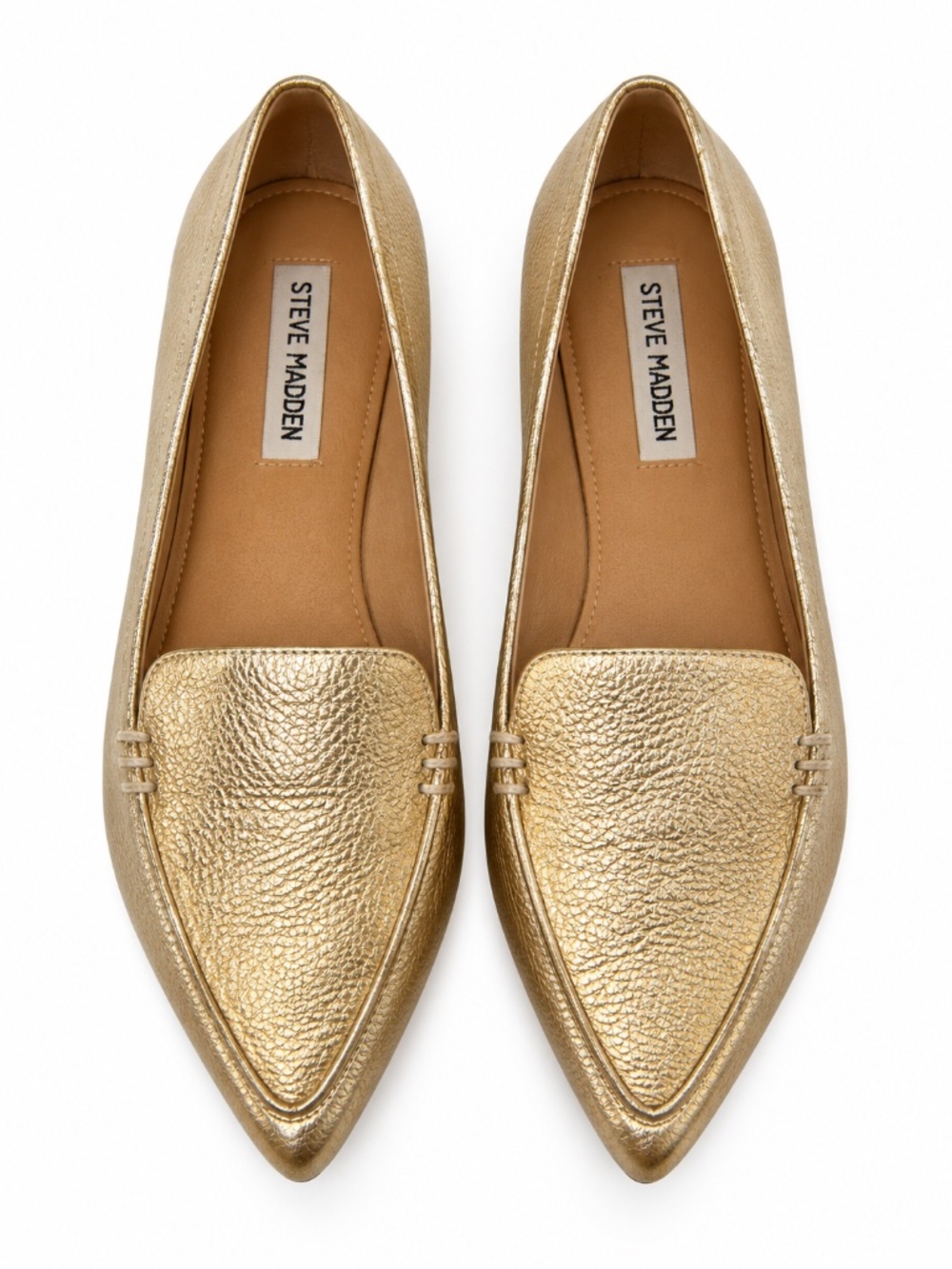 Steve Madden gold point flats 9B leather upper Christmas party holiday Christmas